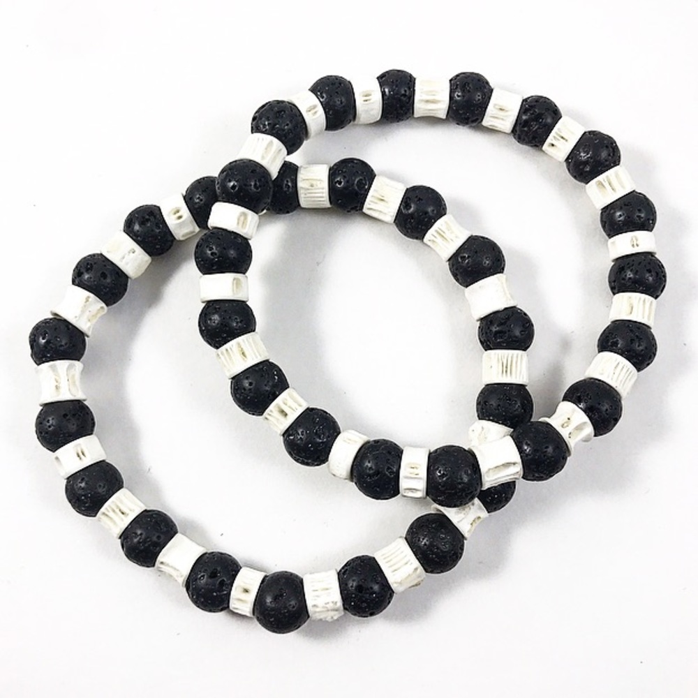 (1) Essential Oil Shark Bone Lava Bracelet - Picture 6 of 6